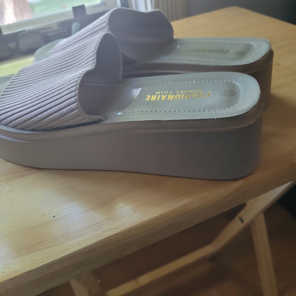 Tan Slide Sandals with Ribbed Strap - Picture 4 of 9